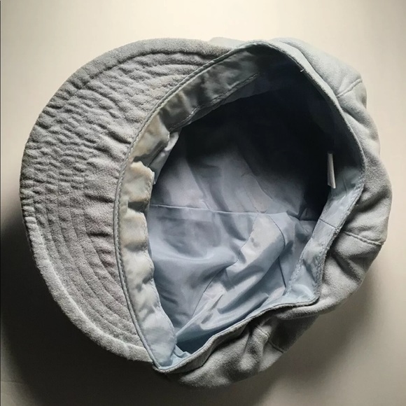 Womens Beret Hat with Brim. Polyester. Light Blue. - Picture 3 of 4